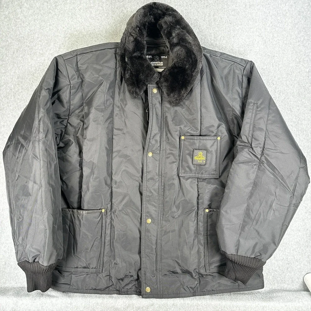 RefrigiWear Jacket Mens 3XL Black Quilted Insulated Faux Fur Workwear 0322R